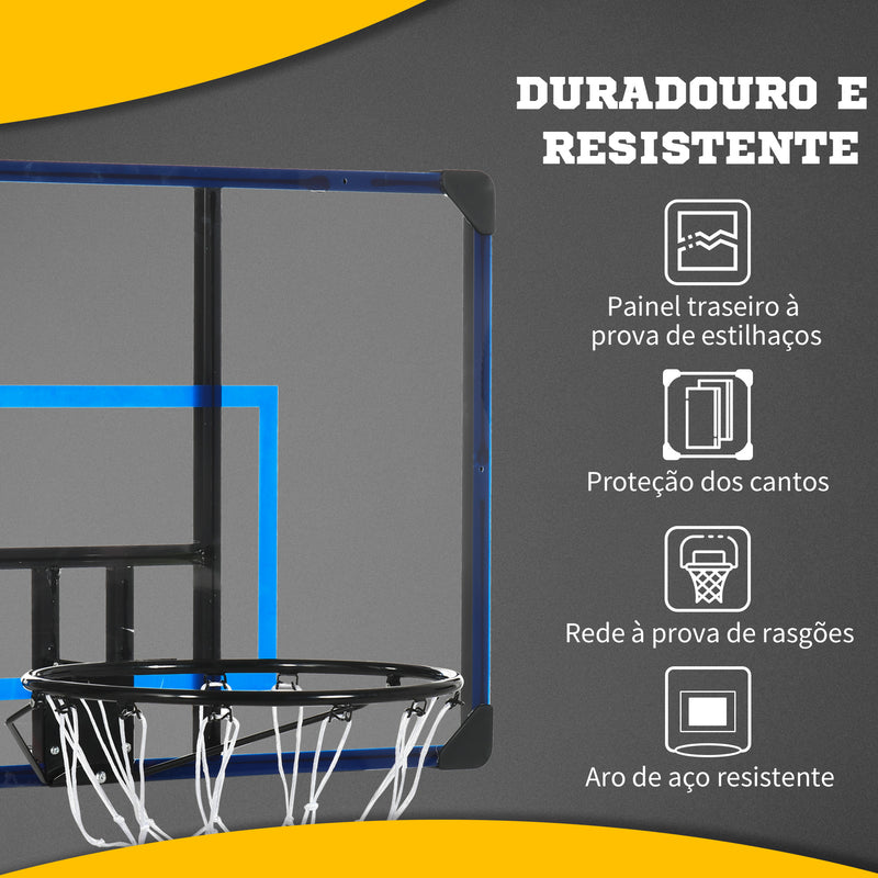 Tabela de Basquetebol de Parede Cesta de Basquetebol para Exterior 113x61x73 cm Azul e Preto