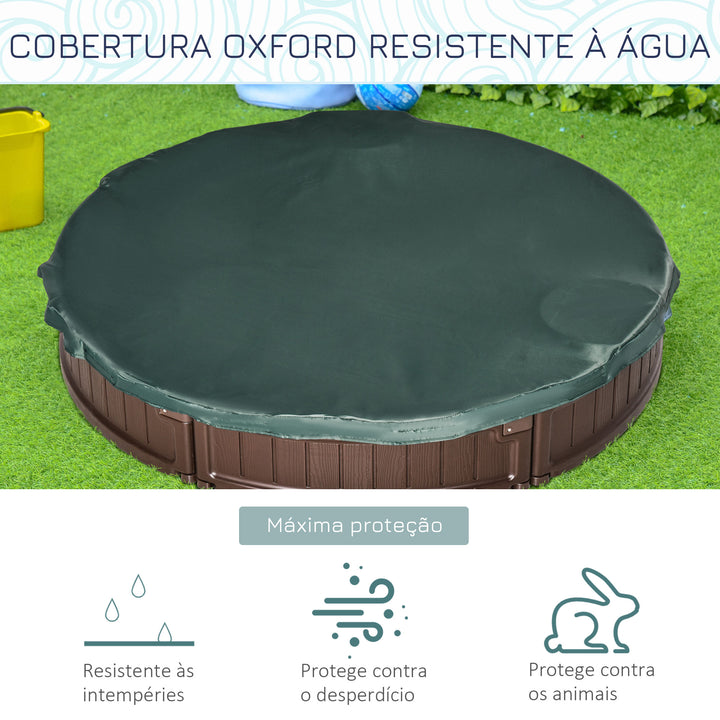 Caixa de Areia para Crianças acima de 3 Anos Caixa de Areia Infantil Redonda com Cobertura e Assentos Caixa de Areia para Crianças de Exterior Ø123x22,5 cm Marrom