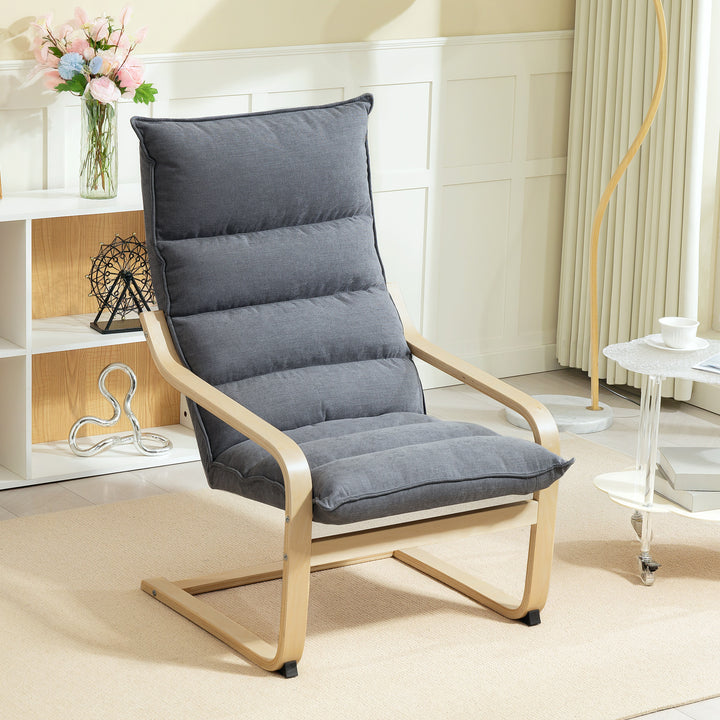 Poltrona de Sala de Estar Moderna Poltrona com Encosto Alto Apoio para os Braços e Pés de Madeira Estofada em Veludo Poltrona para Dormitório Sala de Estar 67x83x105 cm Cinzento