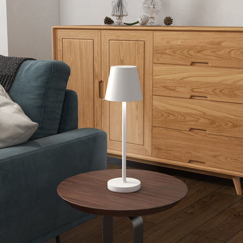 Candeeiro de Mesa com Luzes LED Candeeiro de Mesa Sem Fios Recarregável por USB-C 3 Cores Ecrã de Acrílico para Quarto Sala Ø11,2x36,5 cm Branco