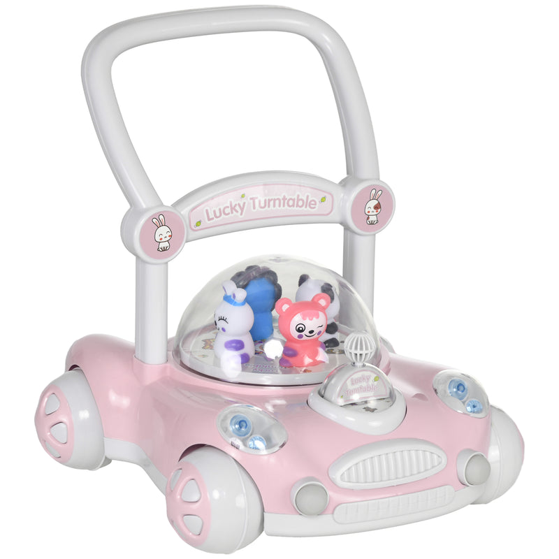 Andador para Bebés de 1-3 Anos Andador para Bebés com Altura Ajustável Música Rodas Antiderrapantes Luzes Guiador Desmontável Carga 25 kg 43,4x40,6x43 cm Rosa