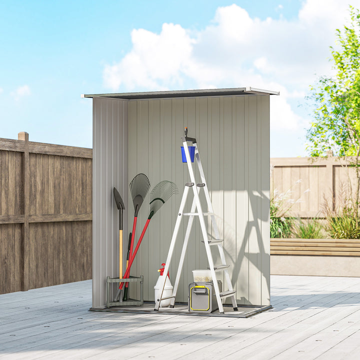 Abrigo de Jardim 1,07m² 142x84x189cm Abrigo de Jardim de Aço Galvanizado com Porta Fechadura e Orifícios de Drenagem para Armazenamento de Ferramentas Cinza