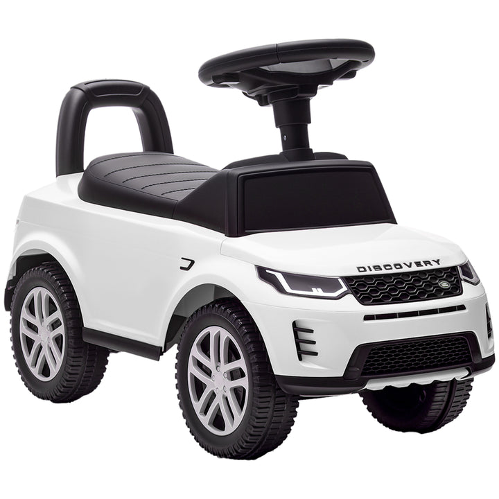 Carro Andador Infantil com Licença de Land Rover Carro Andador para Crianças de 18-36 Meses com Armazenamento Volante Buzina Sons de Motor 65,5x28x42 cm Branco