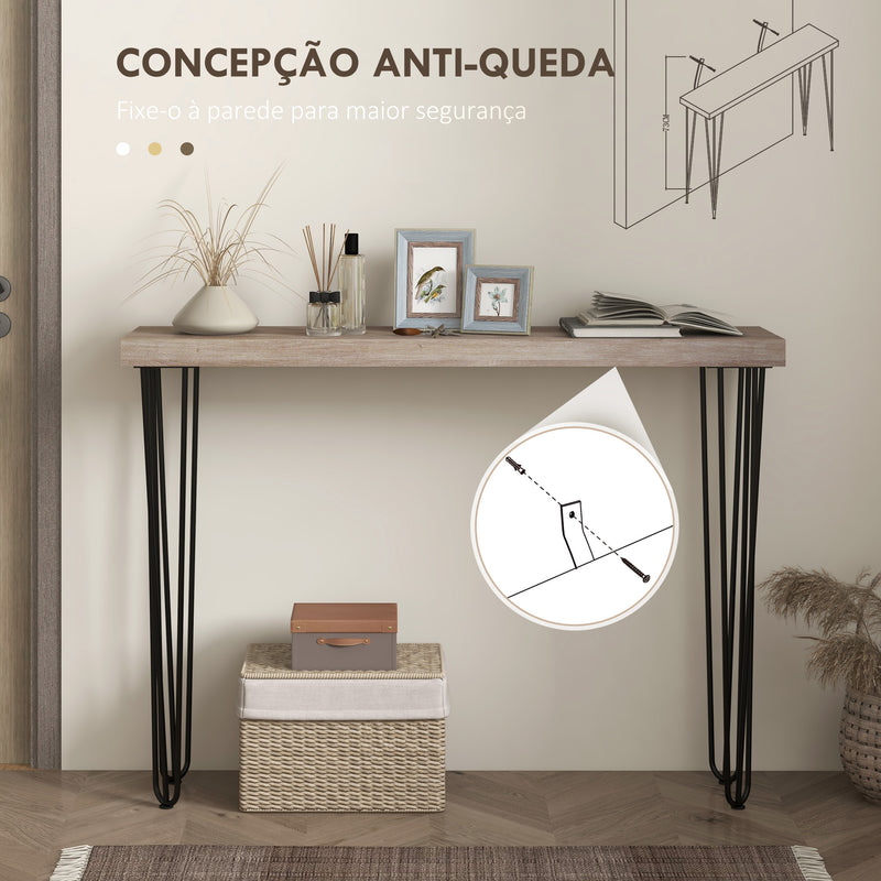 Mesa Consola Moderna Mesa de Entrada com Patas de Aço Anti-Tombo Móvel de Entrada para Sala de Estar Corredor 110x25x79,5 cm Madeira