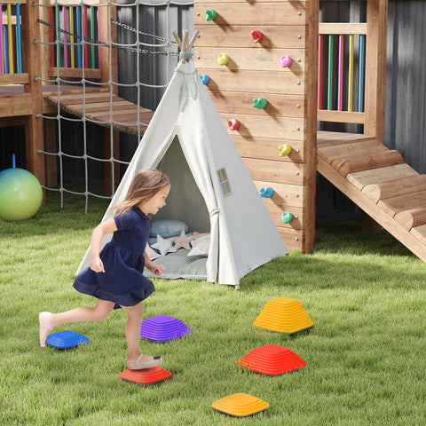Conjunto de Blocos de Equilíbrio para Crianças Empilhável de 6 Peças Jogo de Equilíbrio para Crianças acima de 3 Anos Antiderrapante para Interior e Exterior Multicor