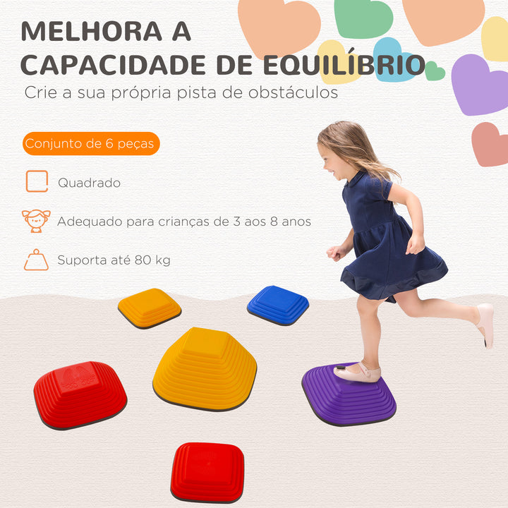 Conjunto de Blocos de Equilíbrio para Crianças Empilhável de 6 Peças Jogo de Equilíbrio para Crianças acima de 3 Anos Antiderrapante para Interior e Exterior Multicor