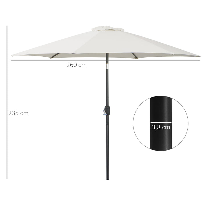 Guarda-Sol Reclinável com Manivela de Alumínio com Tela de Poliéster para Jardím Pátio Terraço - F270x235 cm