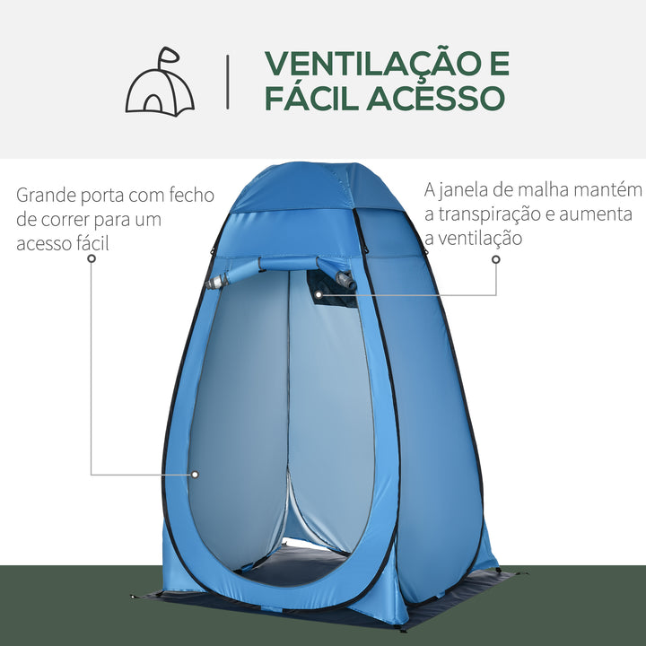 Tenda de Duche Tenda de Privacidade Portátil com 1 Gancho Bolso Bolsa de Transporte e UV20+ para Duche Trocador Sanita 126x124x189 cm Azul