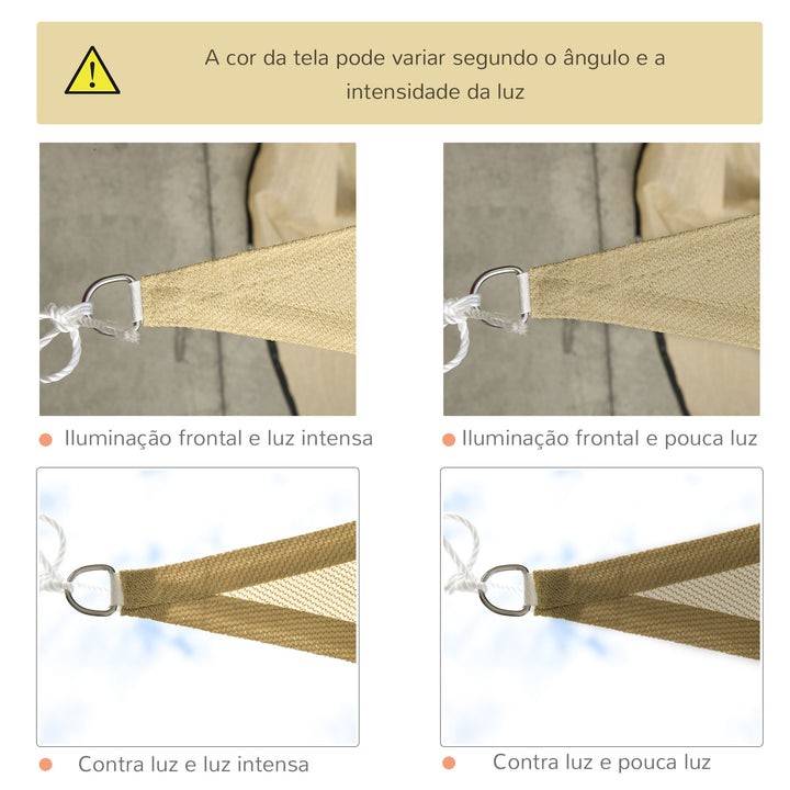 Toldo Vela 3x3x3m Triangular Cor Areia para Terraço Jardim Camping