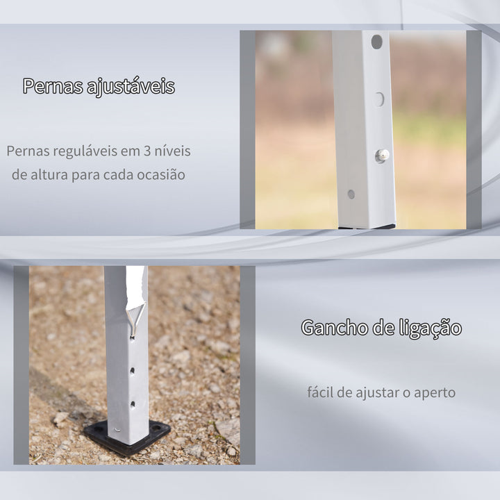 Tenda Dobrável 6x3 Tenda de Jardim Portátil com Bolsa de Transporte Tecido Oxford Estrutura de Aço para Exterior Festas Acampamento Branco