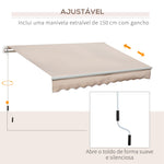 Toldo Manual Retrátil 295x200 cm Toldo para Varanda com Manivela de Metal Impermeável e Anti-UV para Jardim Terraço Bege