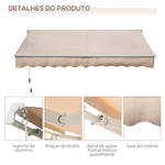 Toldo Manual Retrátil 295x200 cm Toldo para Varanda com Manivela de Metal Impermeável e Anti-UV para Jardim Terraço Bege