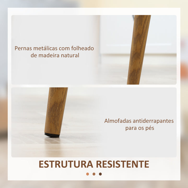 Conjunto de 4 Cadeiras de Sala de Estar Cadeiras de Cozinha com Encosto Alto e Pés de Metal para Sala de Jantar 45x52x85,5 cm Branco e Madeira