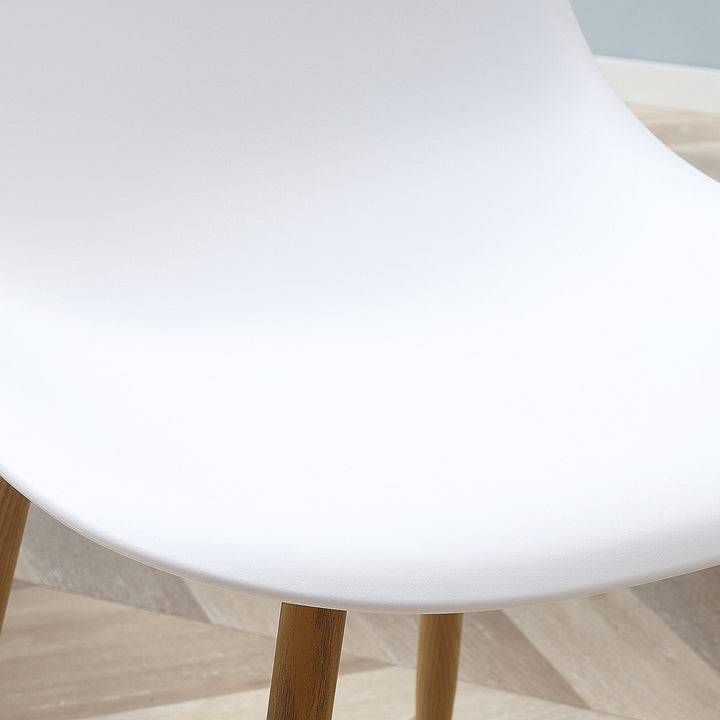 Conjunto de 4 Cadeiras de Sala de Estar Cadeiras de Cozinha com Encosto Alto e Pés de Metal para Sala de Jantar 45x52x85,5 cm Branco e Madeira