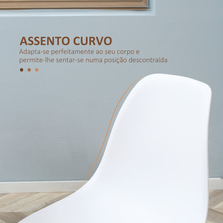 Conjunto de 4 Cadeiras de Sala de Estar Cadeiras de Cozinha com Encosto Alto e Pés de Metal para Sala de Jantar 45x52x85,5 cm Branco e Madeira