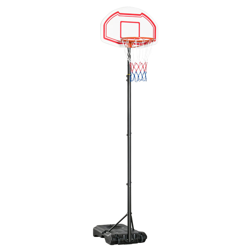 Tabela de Basquetebol para Exterior com Altura Ajustável 258x314 cm Cesta de Basquetebol com Rodas Base Recaregável para Adolescentes e Adultos Preto e Vermelho