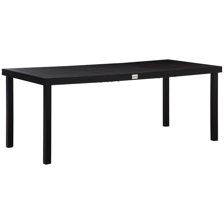 Mesa de Jardim Retangular Mesa de Exterior para 8 Pessoas com Bancada de Ripas e Estrutura de Alumínio para Terraço Balcão 190x90x74cm Preto