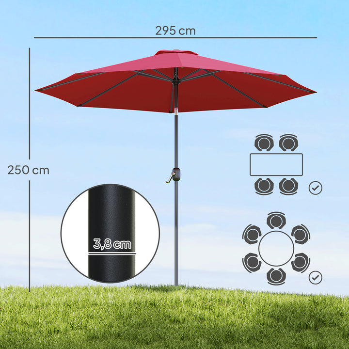 Guarda-sol reclinável para jardim e terraço - Cor do vinho tinto - Ferro - F300x245 cm