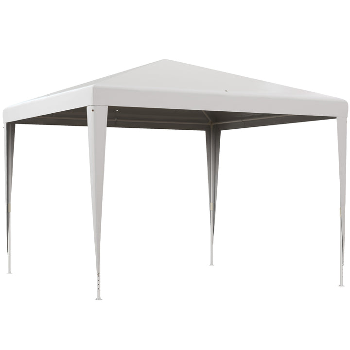 Tenda de Jardim Desmontável 293x293 cm Tenda para Exteriores com 4 Orifícios de Drenagem e Tubo de Aço para Casamentos Campismo Festas Branco