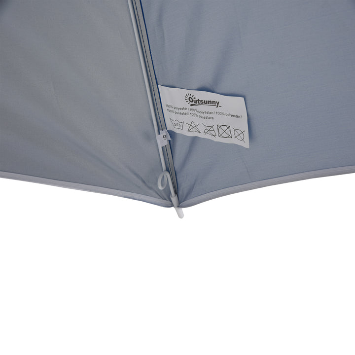 Chapéu de Sol de Praia com Painel Lateral Ø220x220 cm Chapéu de Sol com Manivela Manual 8 Hastes de Aço e Bolsa de Transporte para Jardim Piscina Azul