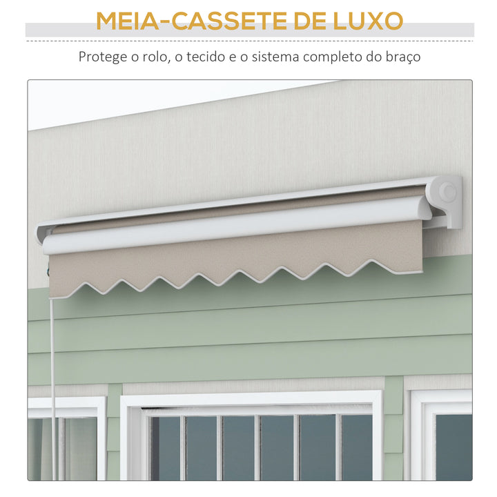 Toldo Retrátil Elétrico ou Manual 250x200 cm Toldo Portátil para Varanda com Controlo Remoto Manivela Manual e Estrutura de Alumínio para Janela Porta Terraço Pátio Creme