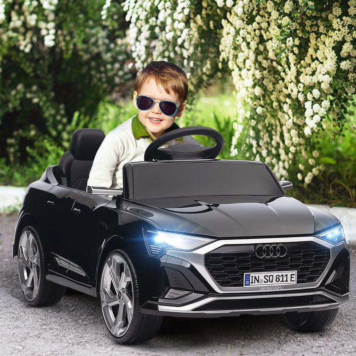 Carro Elétrico para Crianças acima de 3 Anos Carro Audi Q8 Etron Sportback Infantil com Bateria 12V Controlo Remoto Faróis Buzina e Música 98x49,5x43 cm Preto