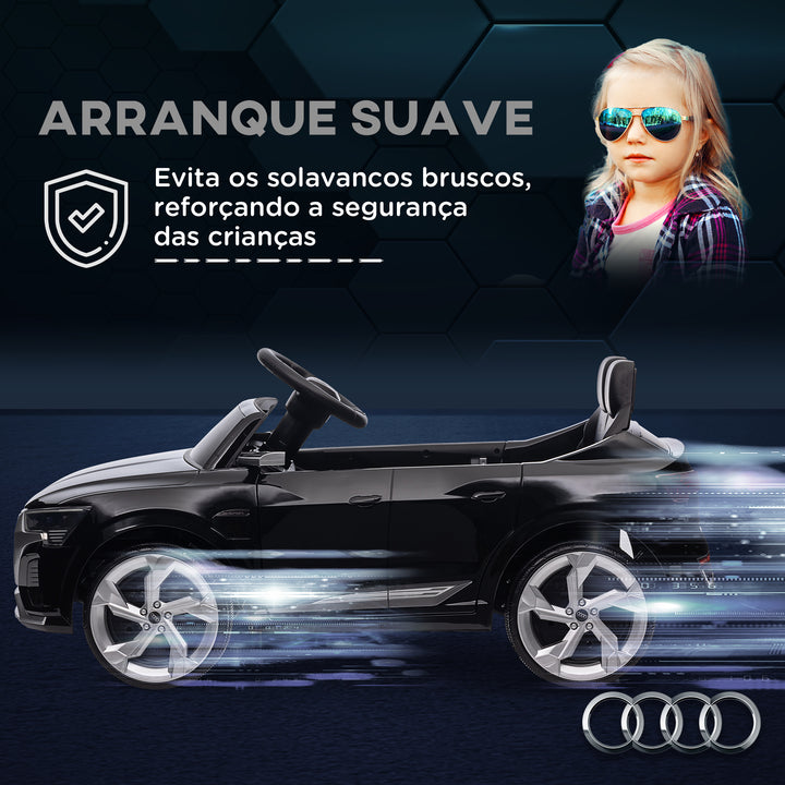 Carro Elétrico para Crianças acima de 3 Anos Carro Audi Q8 Etron Sportback Infantil com Bateria 12V Controlo Remoto Faróis Buzina e Música 98x49,5x43 cm Preto
