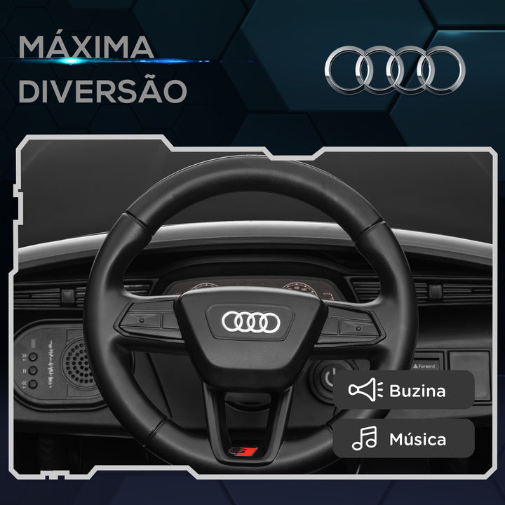 Carro Elétrico para Crianças acima de 3 Anos Carro Audi Q8 Etron Sportback Infantil com Bateria 12V Controlo Remoto Faróis Buzina e Música 98x49,5x43 cm Preto