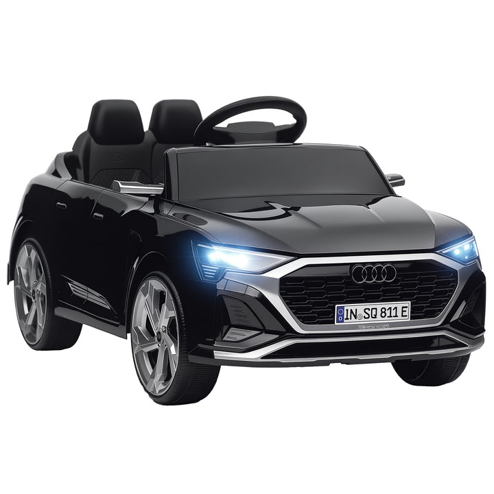 Carro Elétrico para Crianças acima de 3 Anos Carro Audi Q8 Etron Sportback Infantil com Bateria 12V Controlo Remoto Faróis Buzina e Música 98x49,5x43 cm Preto