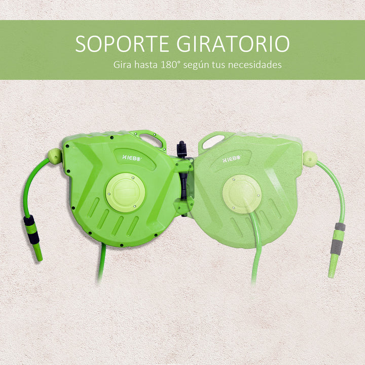 Mangueira Carretel 15 m com Base de Parede Pistola de Pulverização para o Jardim Terraço