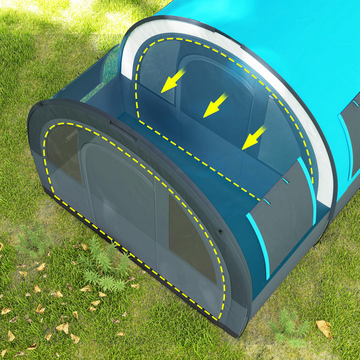 Tenda de Campismo Familiar para 5-6 Pessoas Tenda de Campismo Dobrável com 2 Quartos Portas e Bolsa de Transporte Impermeável 3000 mm para Trekking 480x260x200 cm Cinza