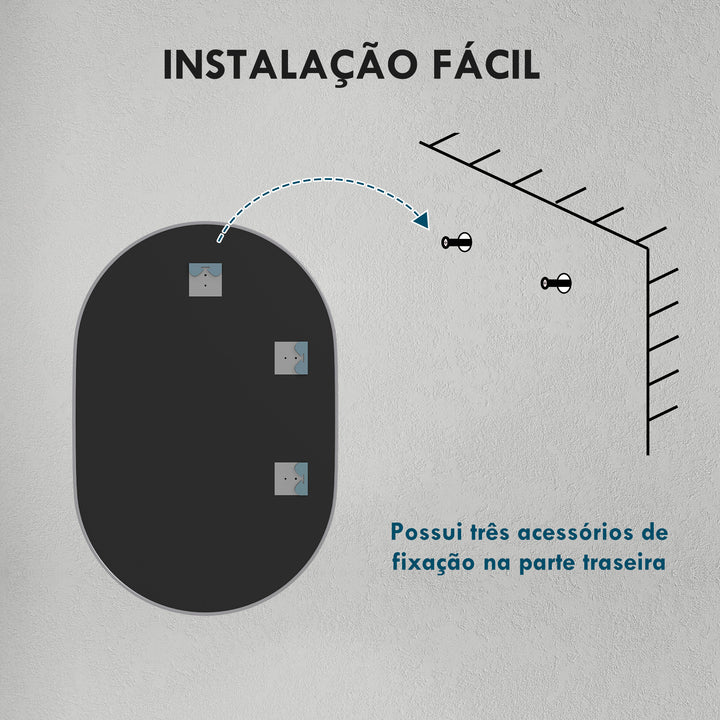 Espelho Casa de Banho 60x90 cm Espelho Decorativo de Parede com Estrutura de Alumínio para Sala de Estar Entrada Corredor Horizontal ou Vertical Prata
