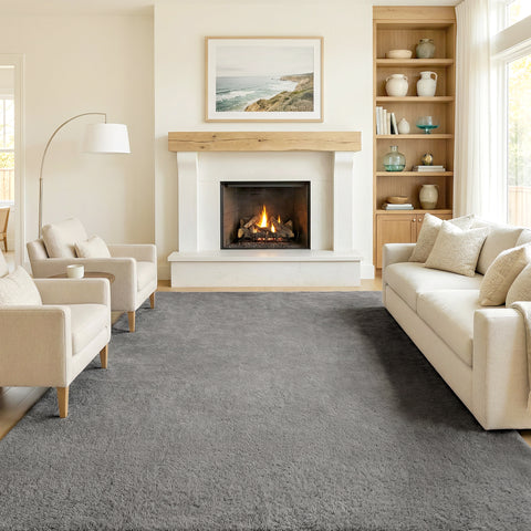 Tapete para Sala de Estar 230x160 cm Tapete Lavável à Máquina Pelo Longo Macio Estilo Moderno Tapete para Sala de Estar Quarto Sala de Jantar Cinza