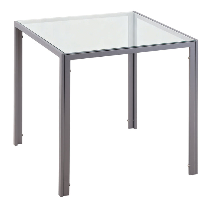 Mesa de Sala de Jantar de Cristal Mesa de Cozinha Quadrada para 4 Pessoas com Pés de Metal 75x75x75cm Cinza