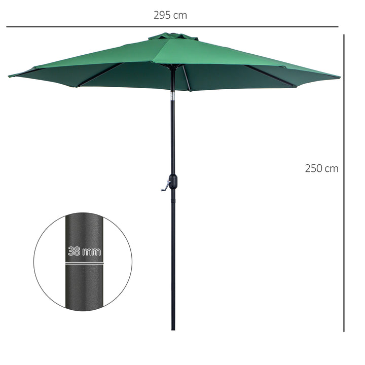 Guarda-sol grande jardim com manivela para facilitar a abertura e ângulo ajustável F300x245 cm Verde