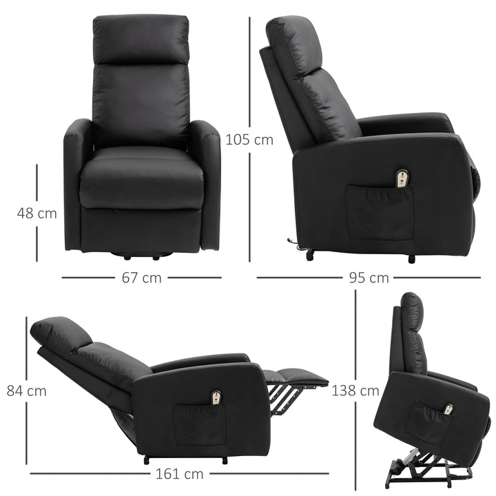 Poltrona Relax Levanta Pessoas Poltrona Elétrica Reclinável a 145° com Controlo Remoto Apoio para Pés para Pessoas Idosas 67x95x105 cm Preto