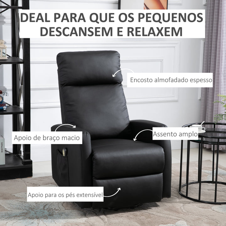 Poltrona Relax Levanta Pessoas Poltrona Elétrica Reclinável a 145° com Controlo Remoto Apoio para Pés para Pessoas Idosas 67x95x105 cm Preto
