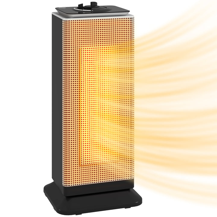 Aquecedor Elétrico de Baixo Consumo Cerâmico 2000W PTC com 3 Modos Termostato Ajustável Oscilação de 55° Proteção contra Tombamento e Sobreaquecimento para 15 m² 18x14x40,5 cm Preto