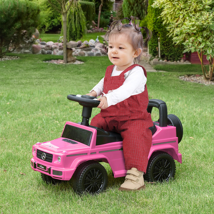 Carro Andador para Bebés de 12 a 36 Meses Carro Andador com Licença Mercedes G350 com Compartimento de Arrumação e Volante Carga 25 kg 62,5x28,5x45 cm Rosa