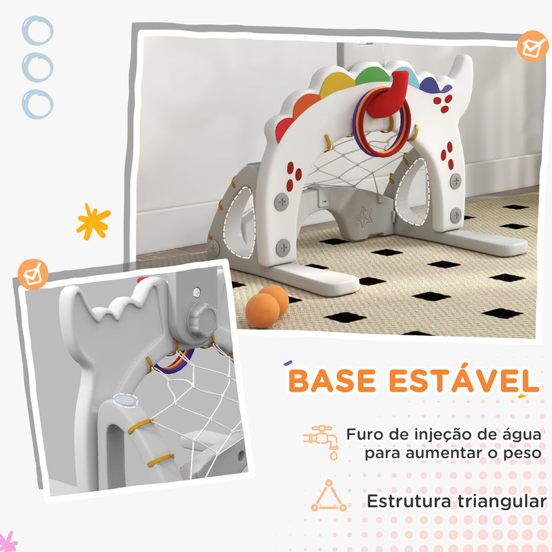 Cesta de Basquetebol Infantil 5 em 1 Cesta de Basquetebol para Crianças com Altura Ajustável com Tema Peixe Dourado Futebol Golf Jogo de Lançamento de Bola para Interior Multicolorido