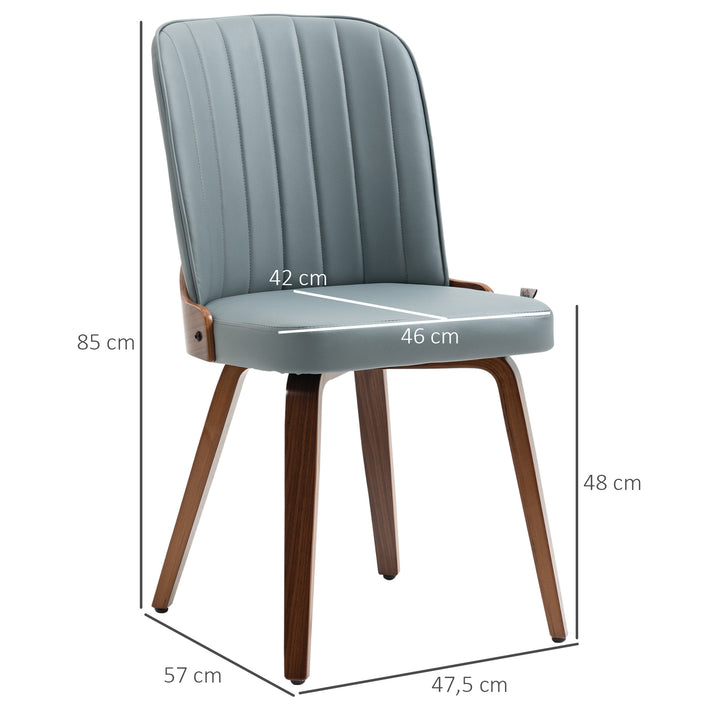 Conjunto de 2 Cadeiras de Sala de Jantar Modernas Cadeiras de Cozinha com Assentos Estofados em PU e Pés de Madeira Carga Máxima 120kg 47,5x55x85cm Cinza e Madeira