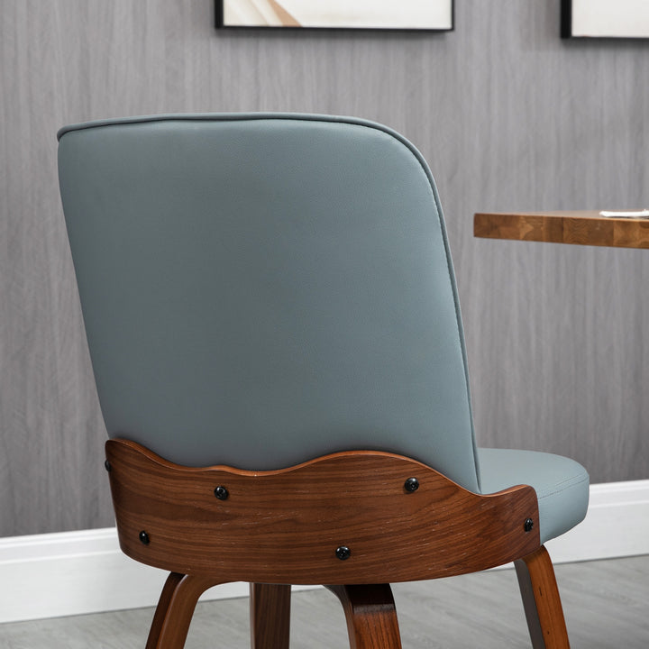 Conjunto de 2 Cadeiras de Sala de Jantar Modernas Cadeiras de Cozinha com Assentos Estofados em PU e Pés de Madeira Carga Máxima 120kg 47,5x55x85cm Cinza e Madeira