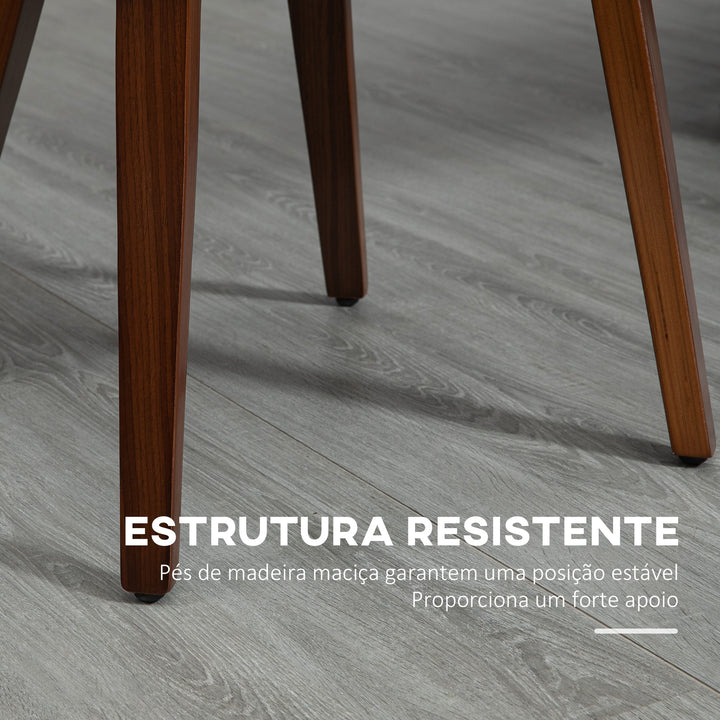 Conjunto de 2 Cadeiras de Sala de Jantar Modernas Cadeiras de Cozinha com Assentos Estofados em PU e Pés de Madeira Carga Máxima 120kg 47,5x55x85cm Cinza e Madeira