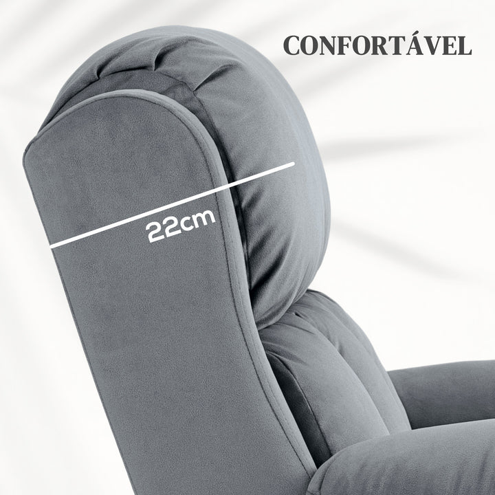 Poltrona Reclinável Elétrica com Função de Elevação, Massagem Vibratória e Calor, Comandos Remotos, Apoio para Pés, Pele Sintética, Bolsos Laterais, Cinzento