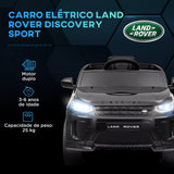 Carro Elétrico para Crianças acima de 3 Anos com Licença Land Rover Discovery Sport Carro Elétrico Infantil com Bateria 12V Controlo Remoto Faróis Buzina e Música 106x65,5x51 cm Preto