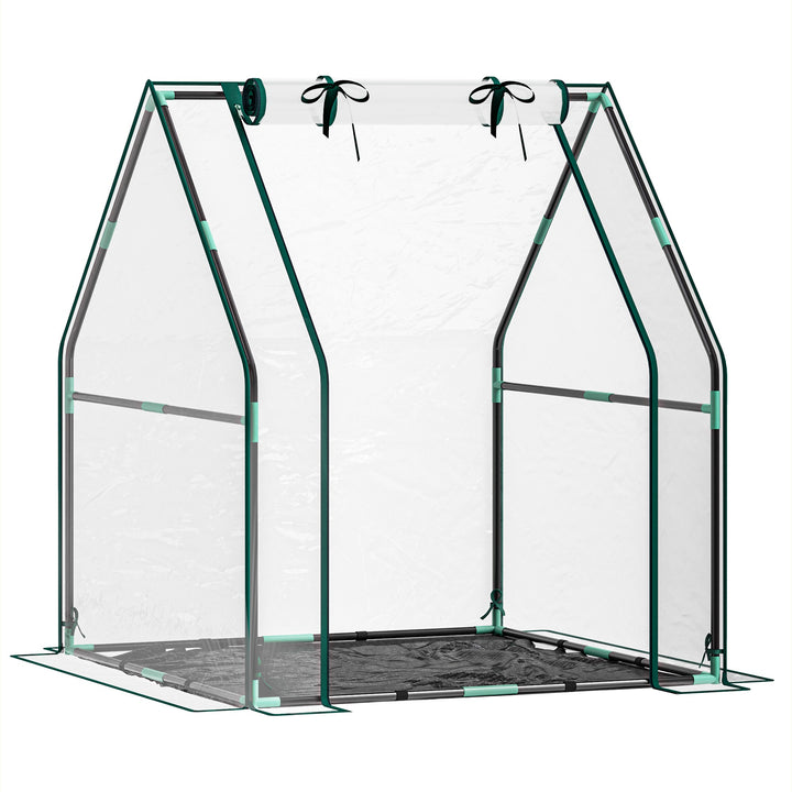 Estufa Pequena Estufa de Exterior Porta com Fecho de Correr Base de Tecido PE Impermeável e Estrutura de Aço Estufa para Cultivar Plantas Flores 90x90x105 cm Transparente