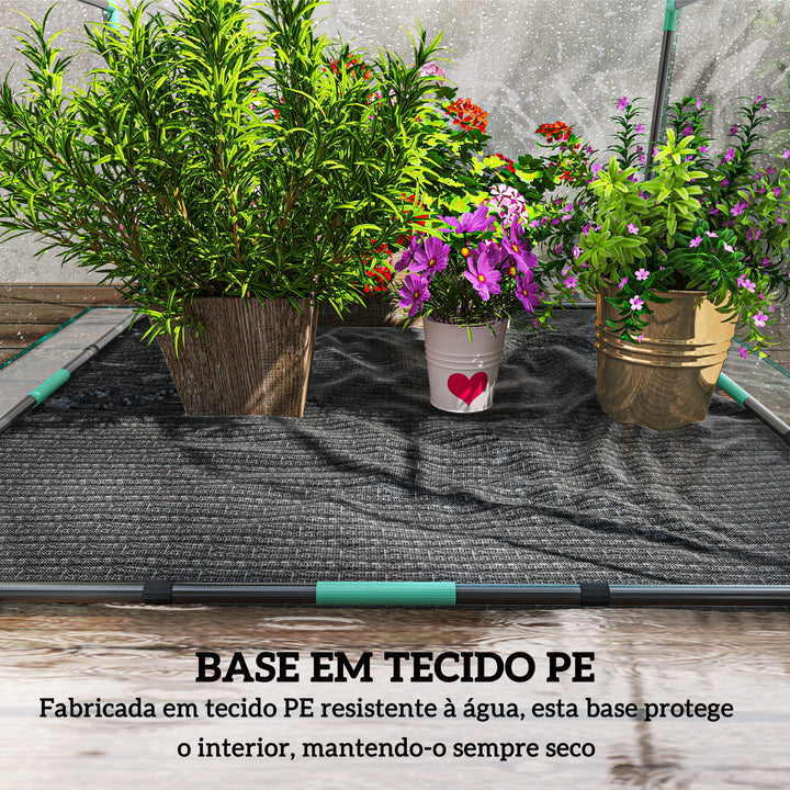 Estufa Pequena Estufa de Exterior Porta com Fecho de Correr Base de Tecido PE Impermeável e Estrutura de Aço Estufa para Cultivar Plantas Flores 90x90x105 cm Transparente