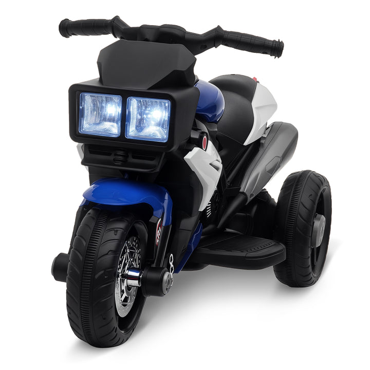 Motocicleta Elétrica Infantil com 3 Rodas para Crianças acima de 3 anos Triciclo com Pedal de Bateria 6V com Luzes Música Pneus Largos 86x42x52cm Azul