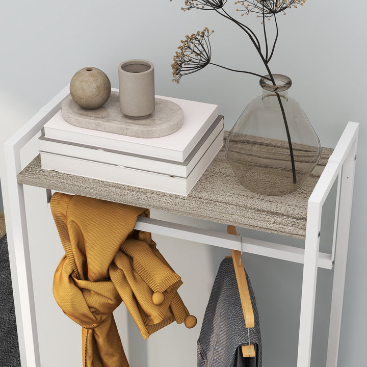 Suporte para Cabides com 3 Gavetas de Tecido Barra para Pendurar e Prateleira de Armazenamento para Entrada Quarto Sala 58,5x30x178 cm Natural