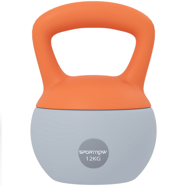 Kettlebell de 12 kg Pesa Russa Preenchida de Areia Metálica e Alça Antiderrapante para Treino de Musculação em Casa Ginásio Ø21x30 cm Laranja